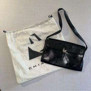 Gianni Chiarini • Vintage Cow Leather Black Shoulder Bag Y2K Italy Coin Pouch